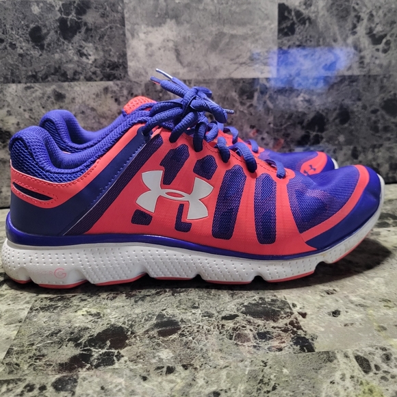 Under Armour Micro G Pulse II Womens Size 8.5 Running Shoes Blue/Neon 4D Foam. - Picture 4 of 8